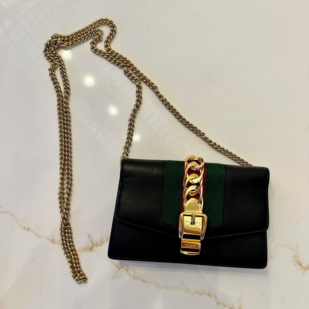 Gucci Calfskin Super Mini Sylvie Chain Sholder Bag